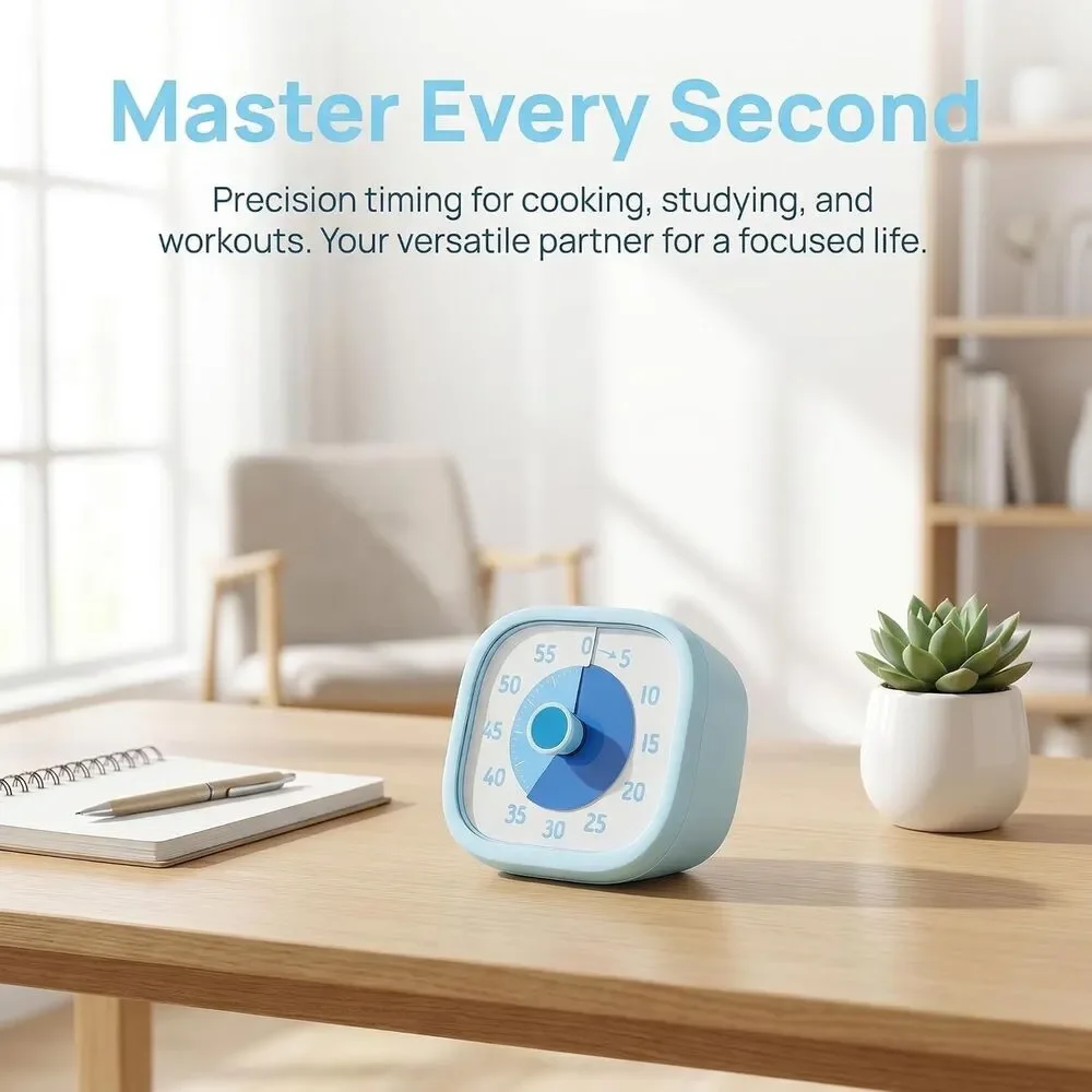 60 Minute Digital Visual Timer Loud Alarm Countdown Kitchen Student Clock Blue